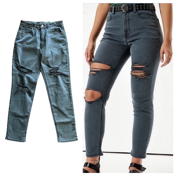 American Eagle Outfitters Denim - American Eagle High Rise Mom Jeans 6 Long Grey NEW